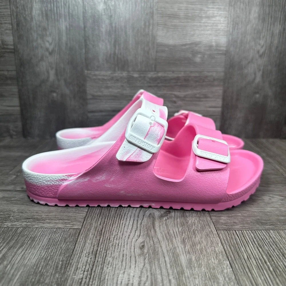 Birkenstock Arizona EVA Kids 3 Pink White Marble Waterproof Slides NEW